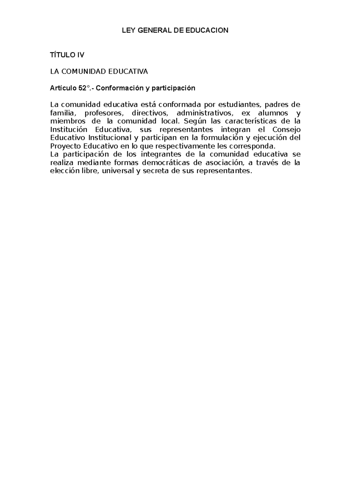 Ley general de educacion 28044 - Título IV - LEY GENERAL DE EDUCACION ...