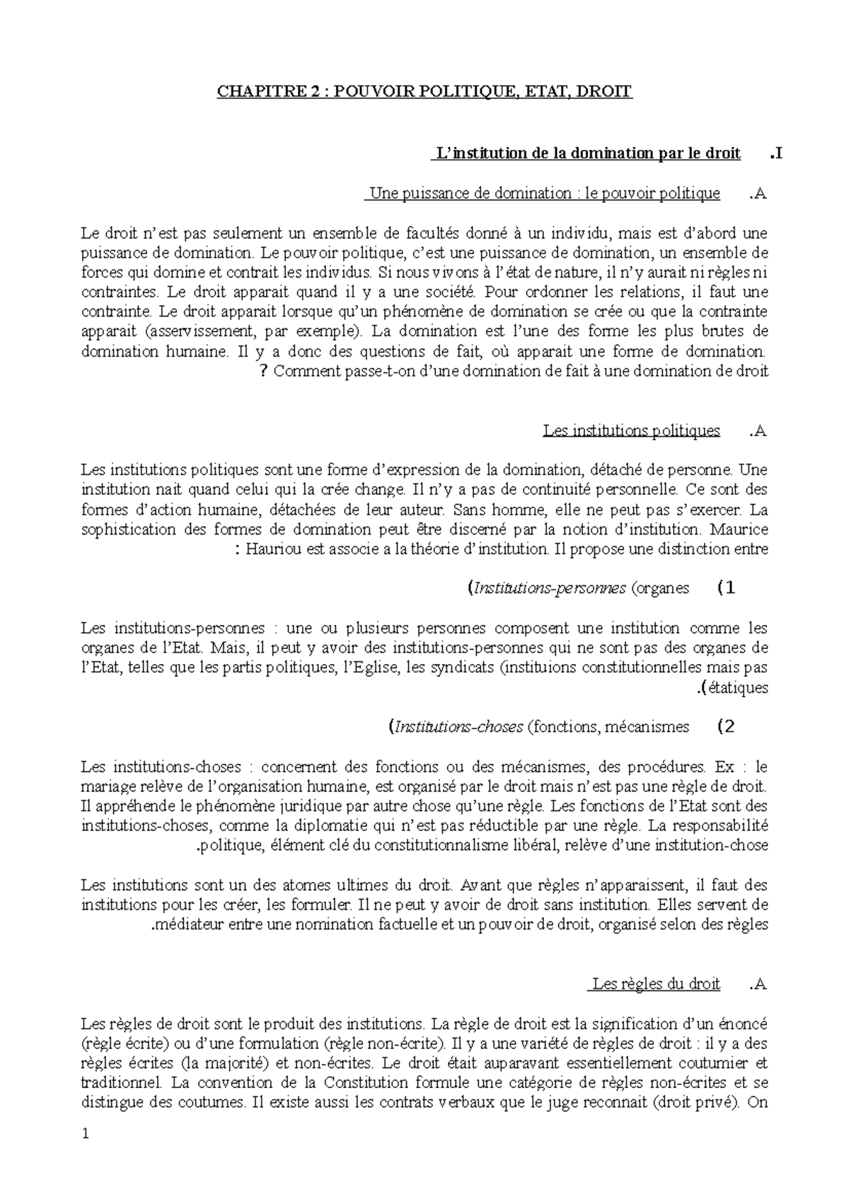 Chapitre 2 : Pouvoir Politique, Etat, Droit - Droit Constitutionnel ...