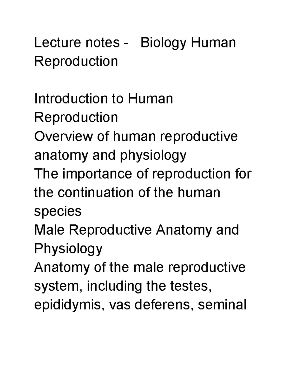 Lecture notes - Biology Human Reproduction - Google Docs - Lecture ...