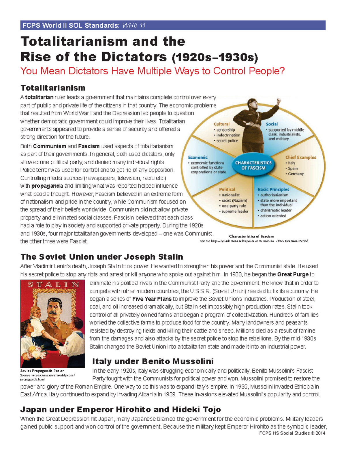 Interwar Totalitarian Rulers - FCPS World II SOL Standards: WHII 11 ...