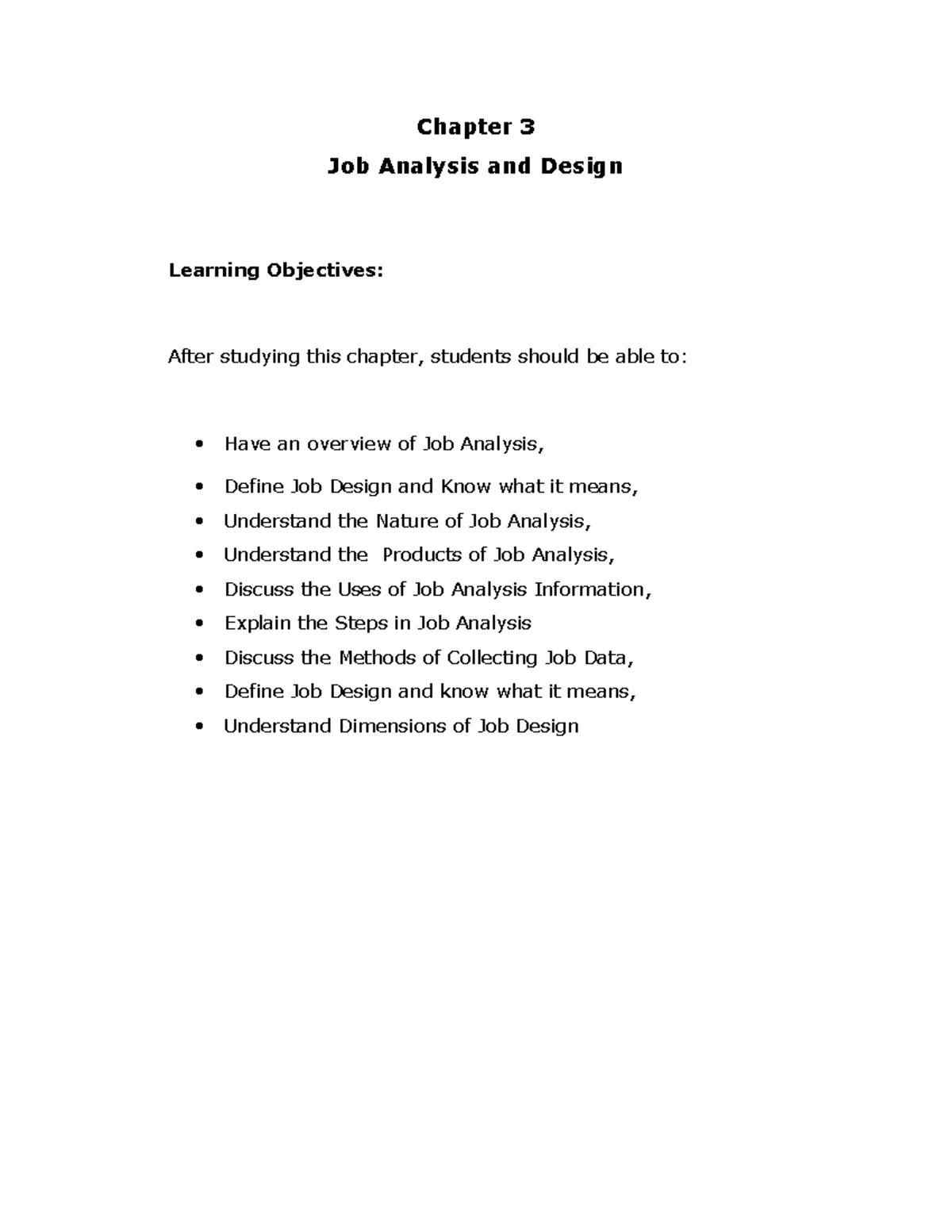 Job Analysis And Design - Chapter 3 Job Analysis And Design Learning ...