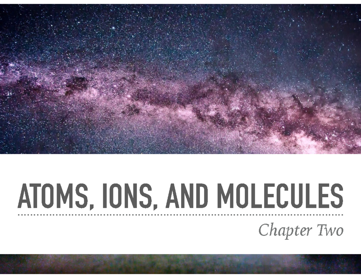 Chapter 2 Atoms Ions And Molecules Atoms Ions And Molecules Chapter