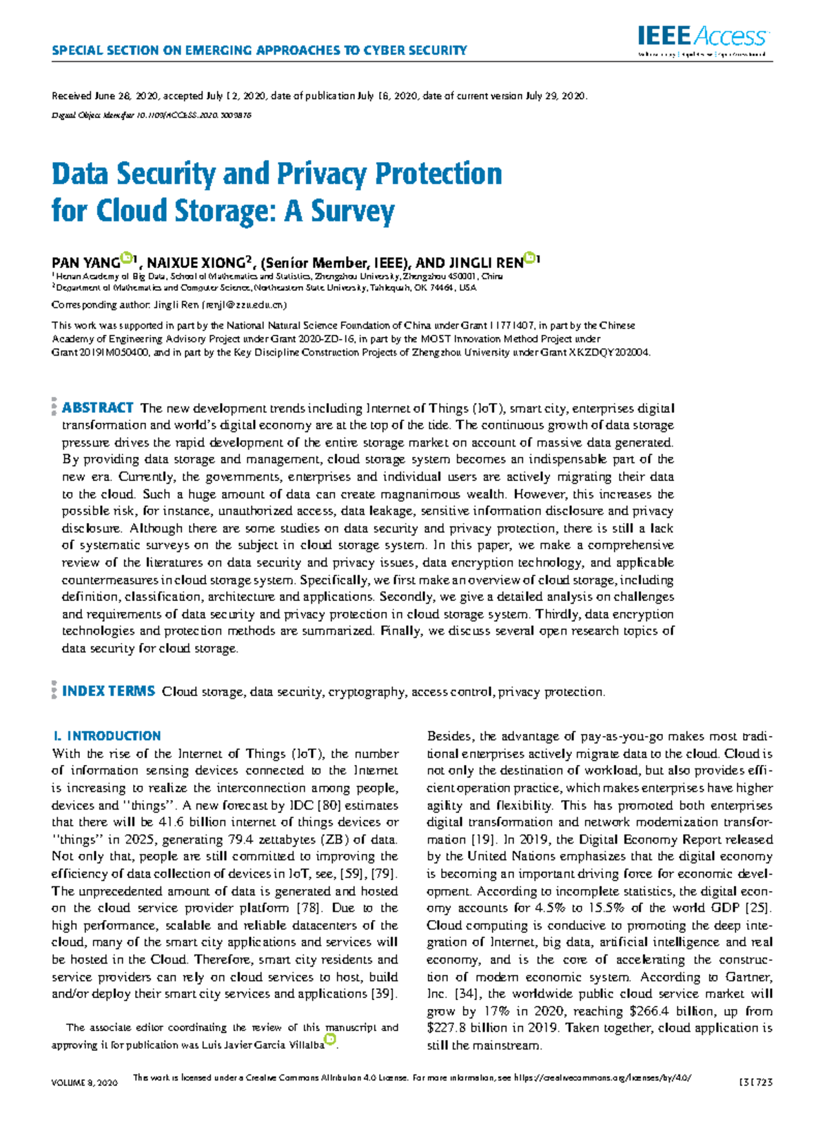 Data Security and Privacy Protection for Cloud Storage A Survey ...