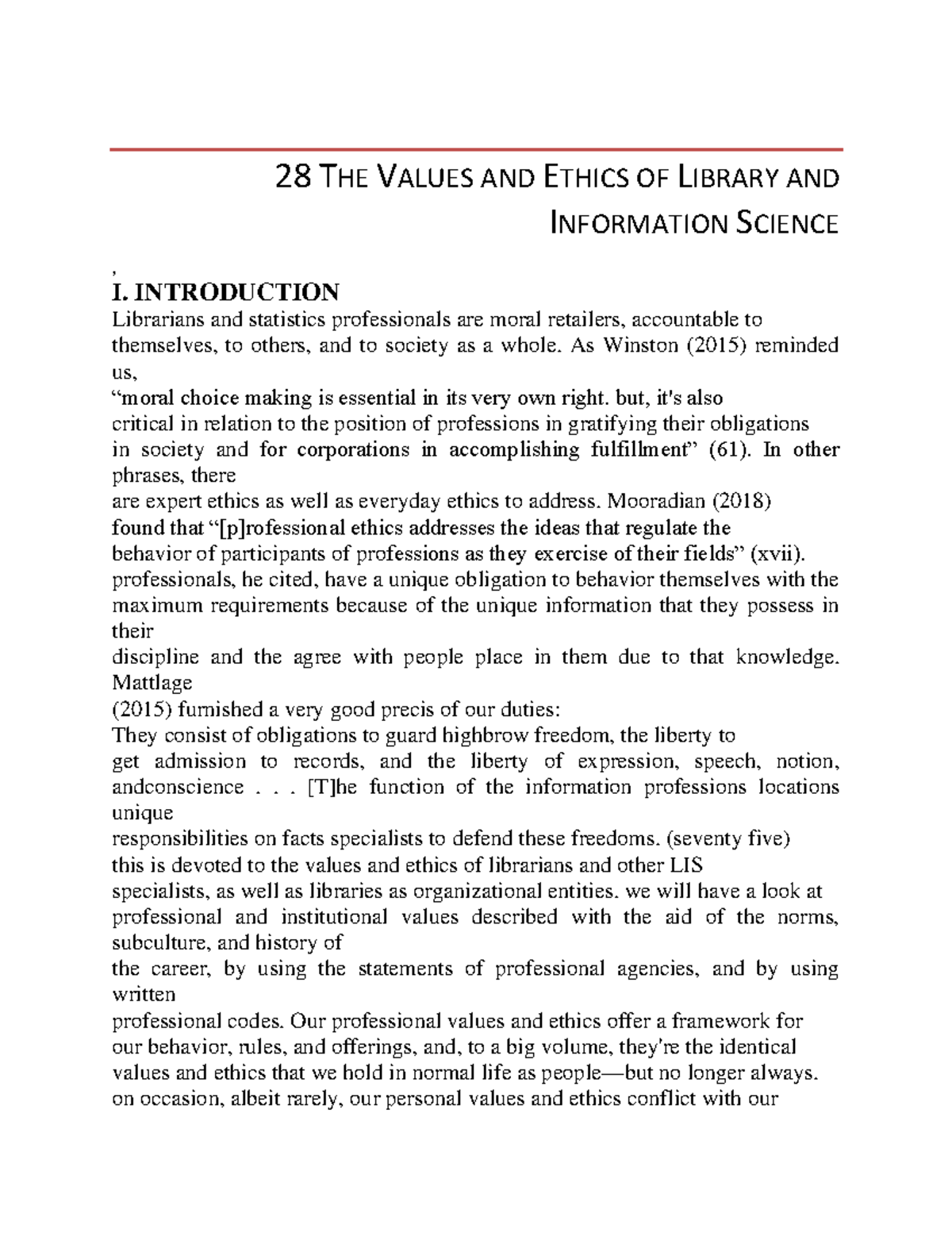 28 The Values and Ethics of Library and Information Science - 28 THE ...