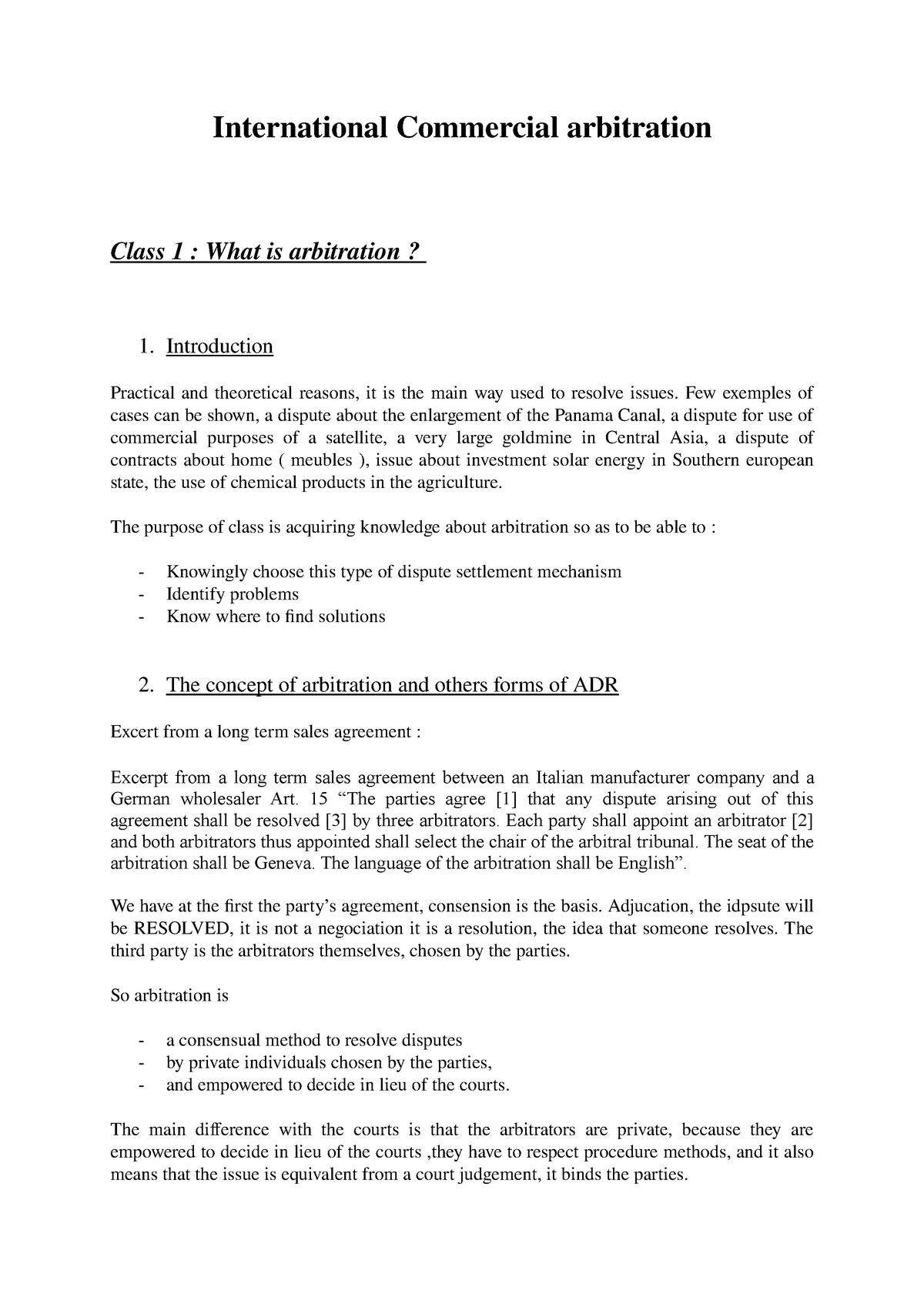 international commercial arbitration assignment