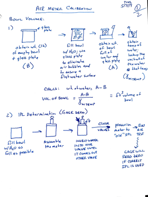 Air meter calibration - Air Meter Calibration Three goals of air meter