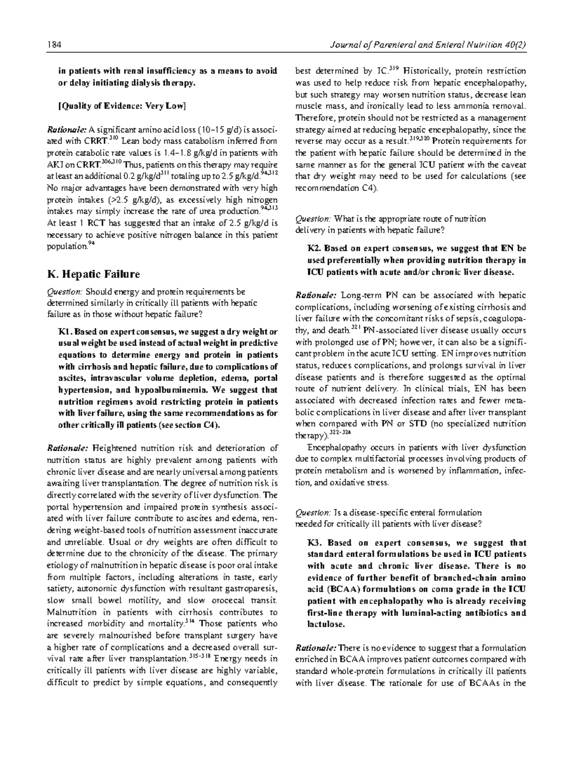 Guidelines for the Provision and Assessment of Nutrition Aspen and SCCM ...