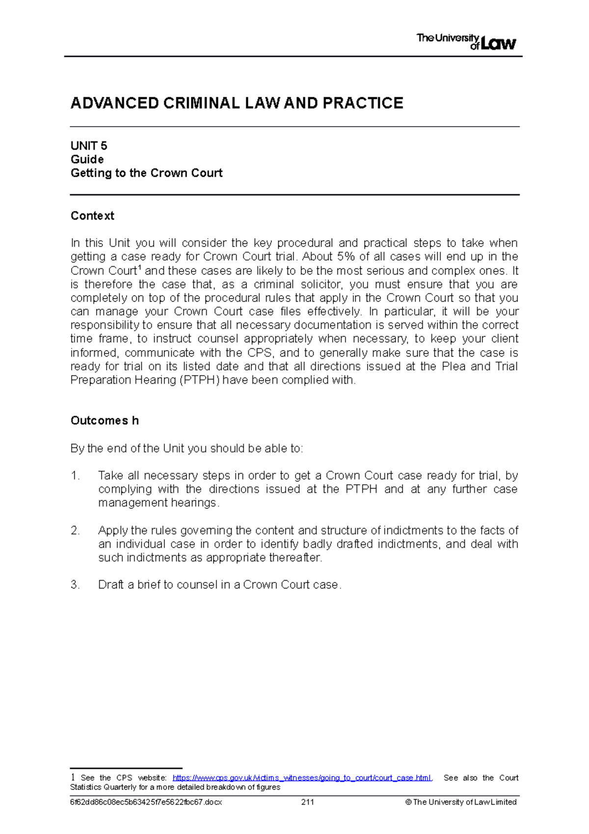 2122 acp ws05 ce01 guide - ADVANCED CRIMINAL LAW AND PRACTICE UNIT 5 ...