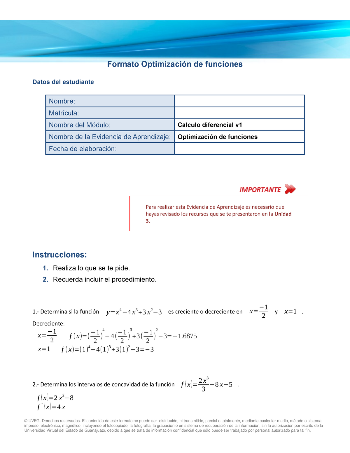 Calculo Diferencial Optimización De Funciones Formato Optimización