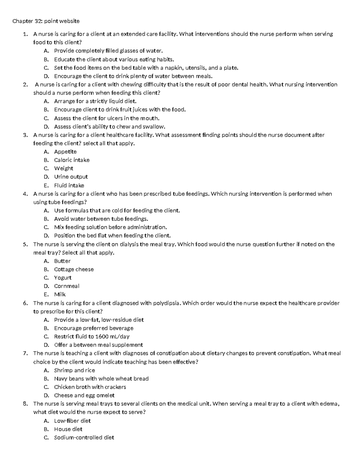 Chapter 32 thepoint - practice quiz - Chapter 32: point website 1. A ...