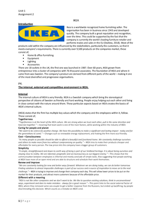 Assignment On Ikea Business Analysis Studocu