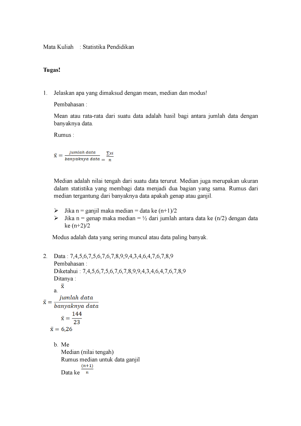 contoh assignment statistik