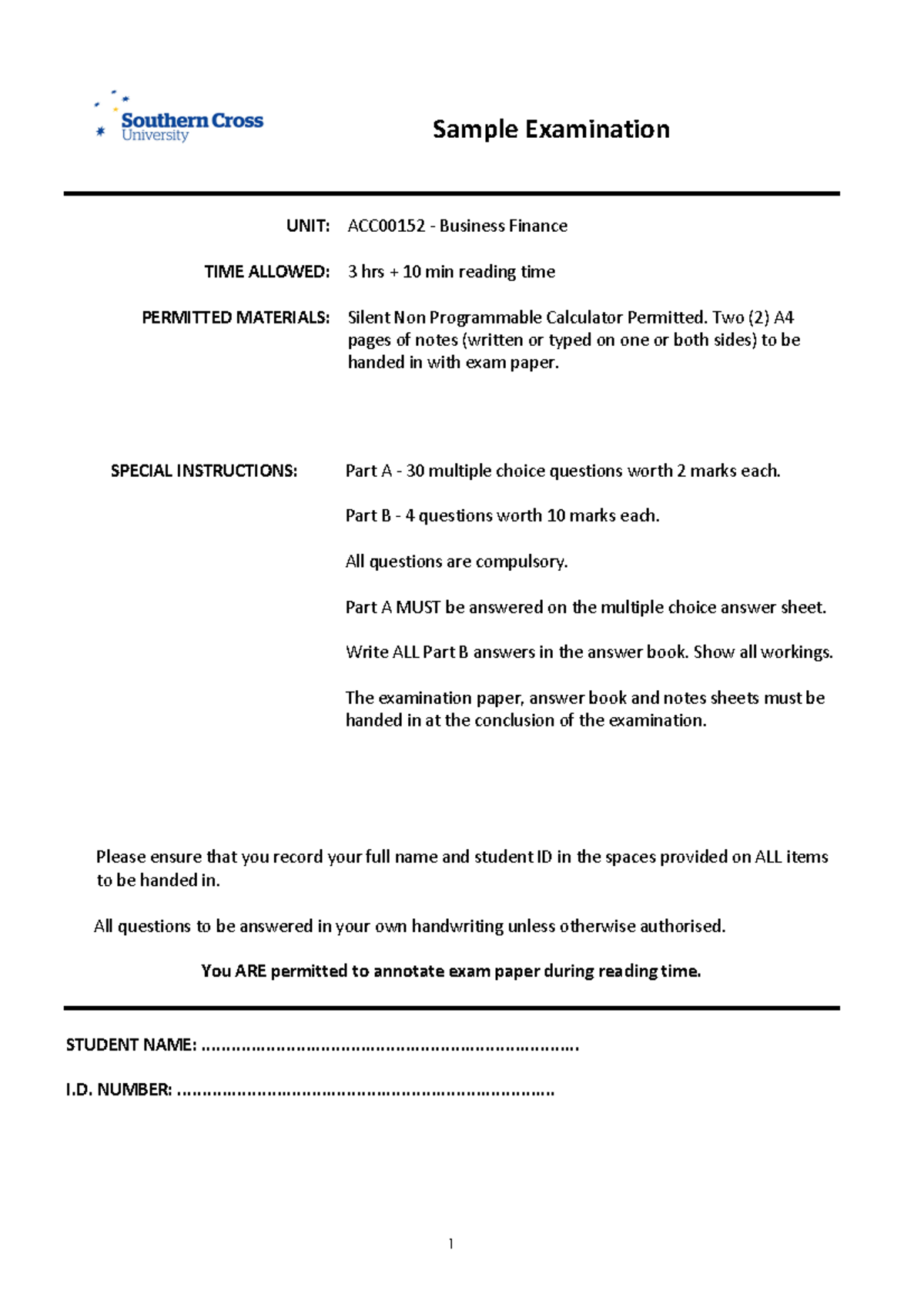 Sample/practice exam 6 July 2013, questions and answers - Sample ...