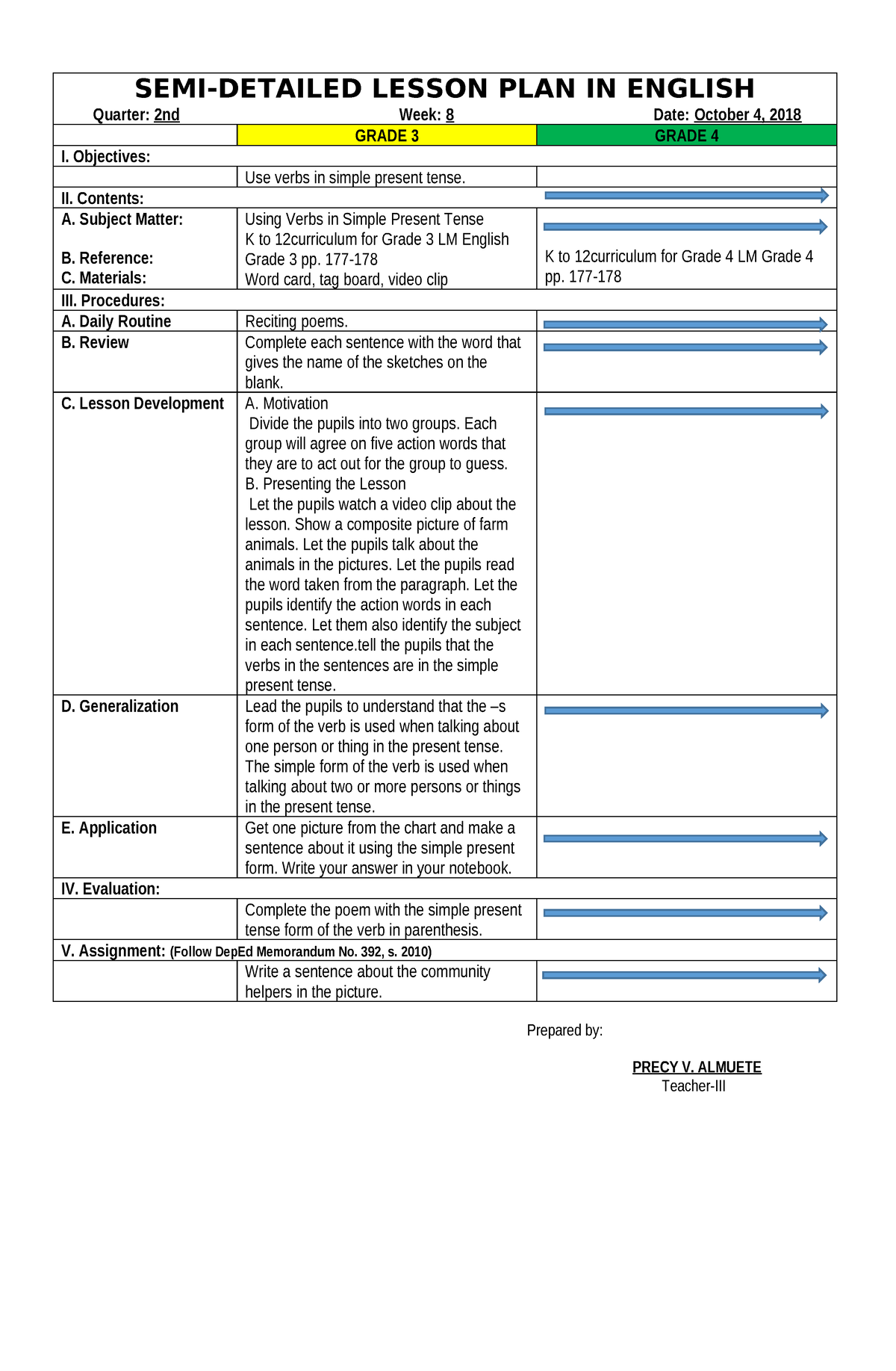 SEMI- Detailed Lesson PLAN IN English For Cot 2nd Quarter - SEMI ...