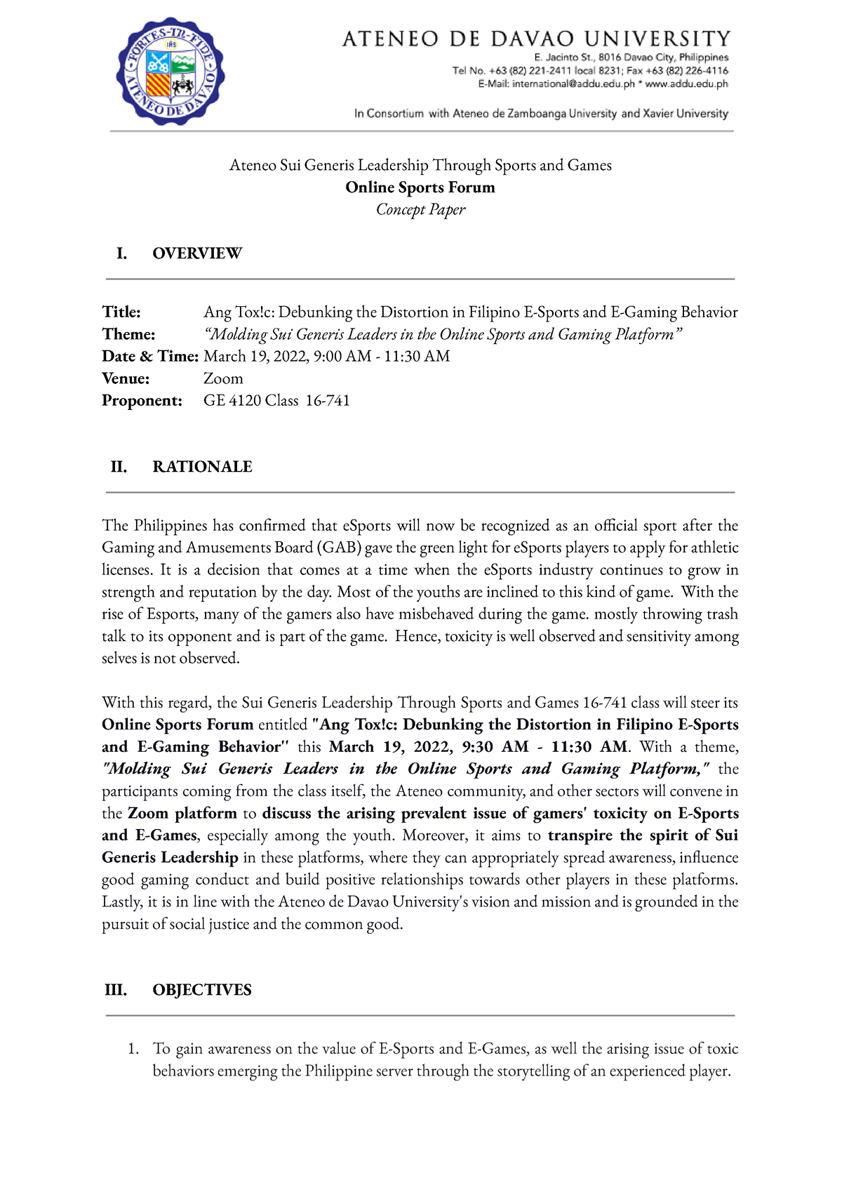 ASGL 16-741 - Ang Toxc Concept Paper - Ateneo Sui Generis Leadership ...