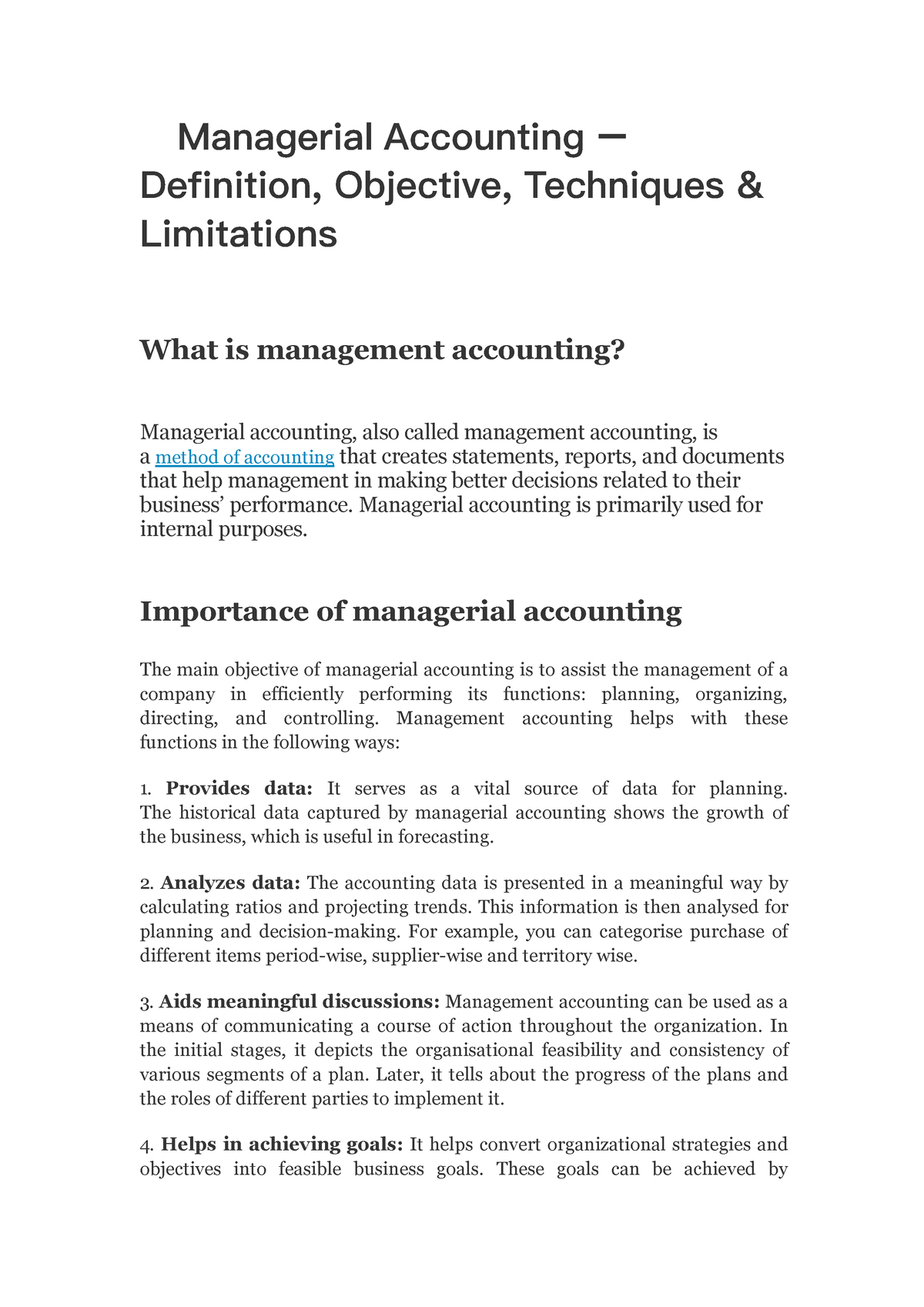 managerial accounting definition essay