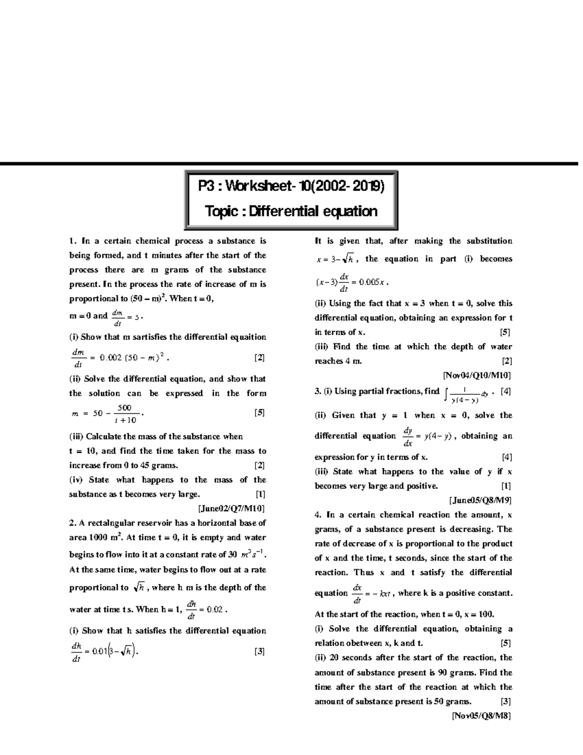 Worksheet10 Differential equation Samim's Tutorial (Ensures Quality