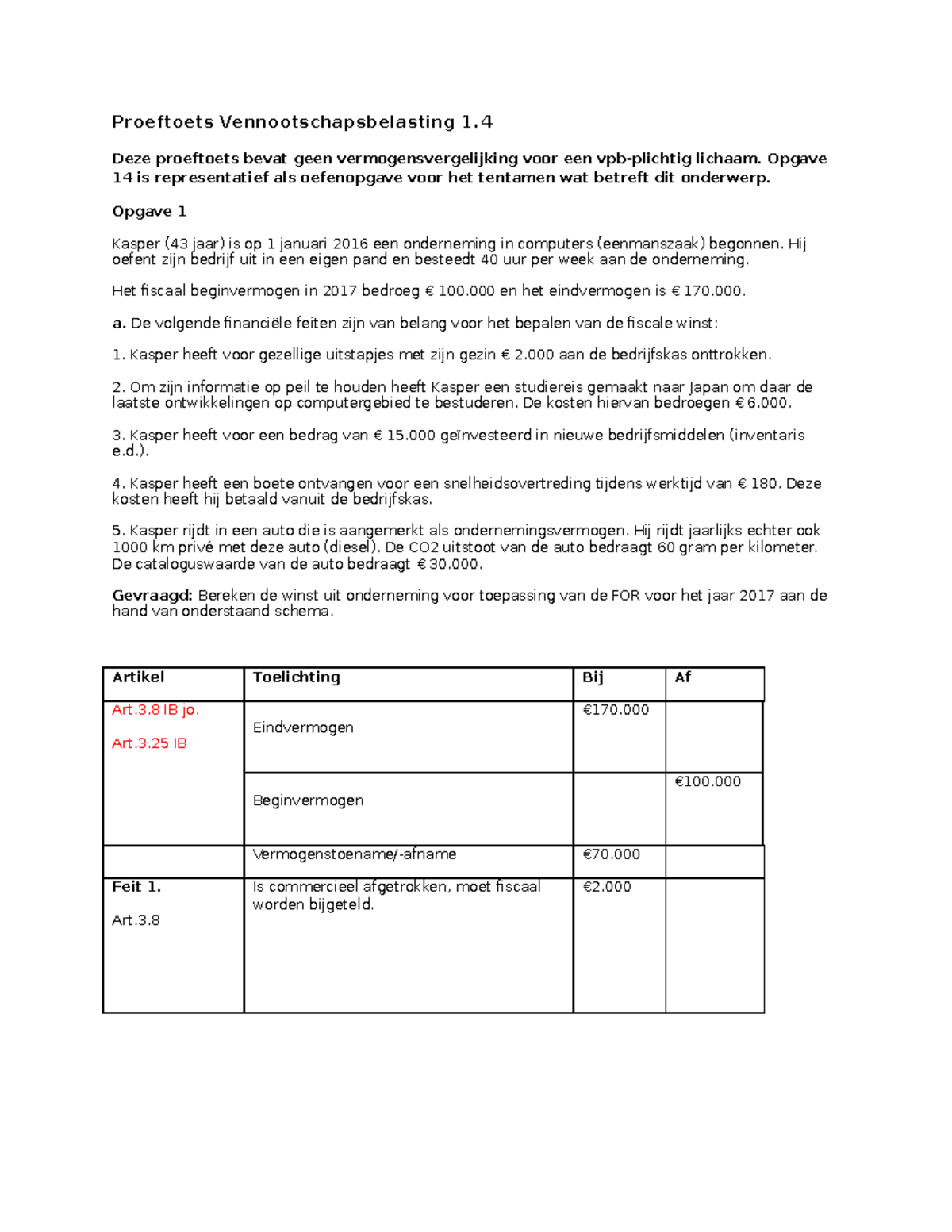 Proef/oefen Tentamen 2017, Vragen En Antwoorden - Proeftoets ...