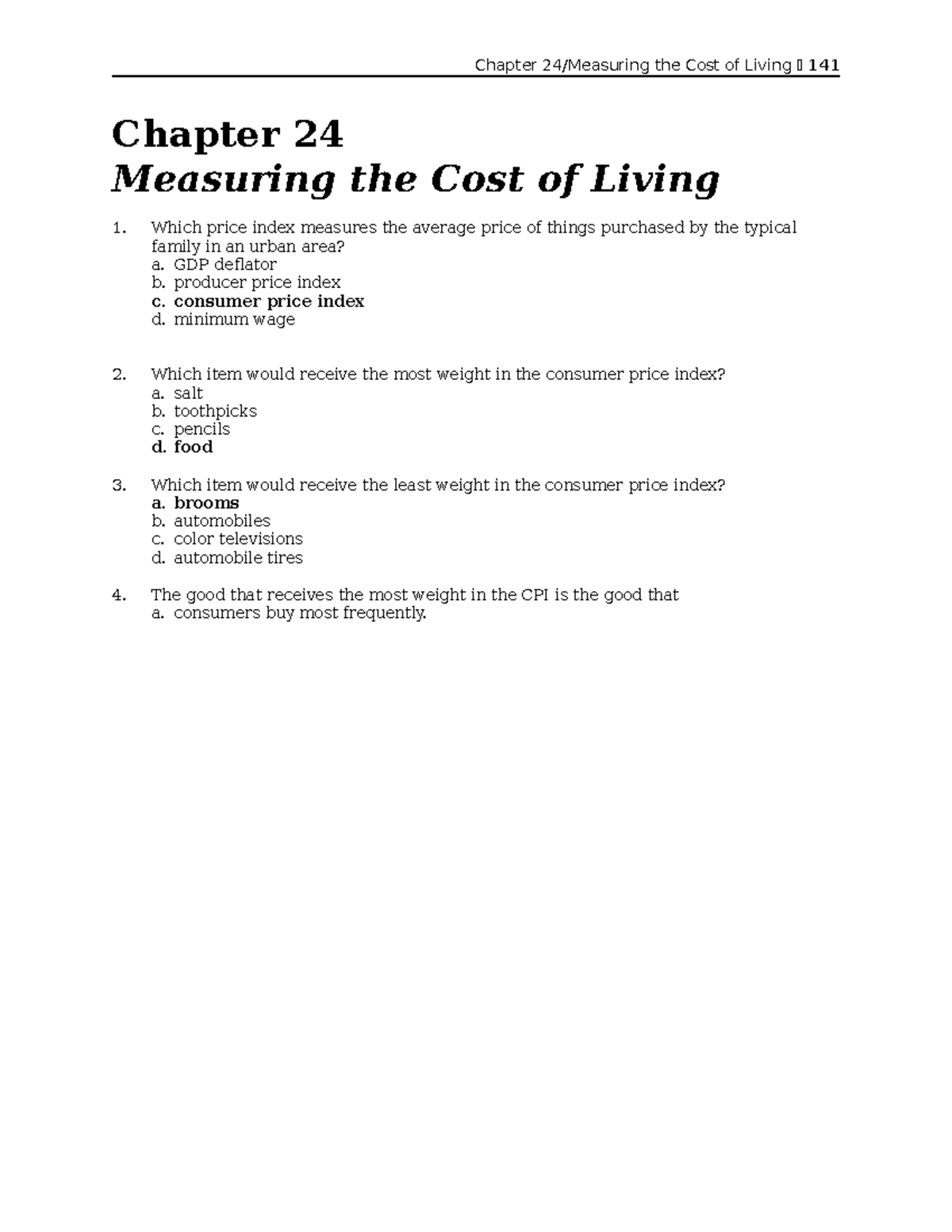 Chapter 24 Macroeconomics Có đáp án ạ - Chapter 24/Measuring The Cost ...