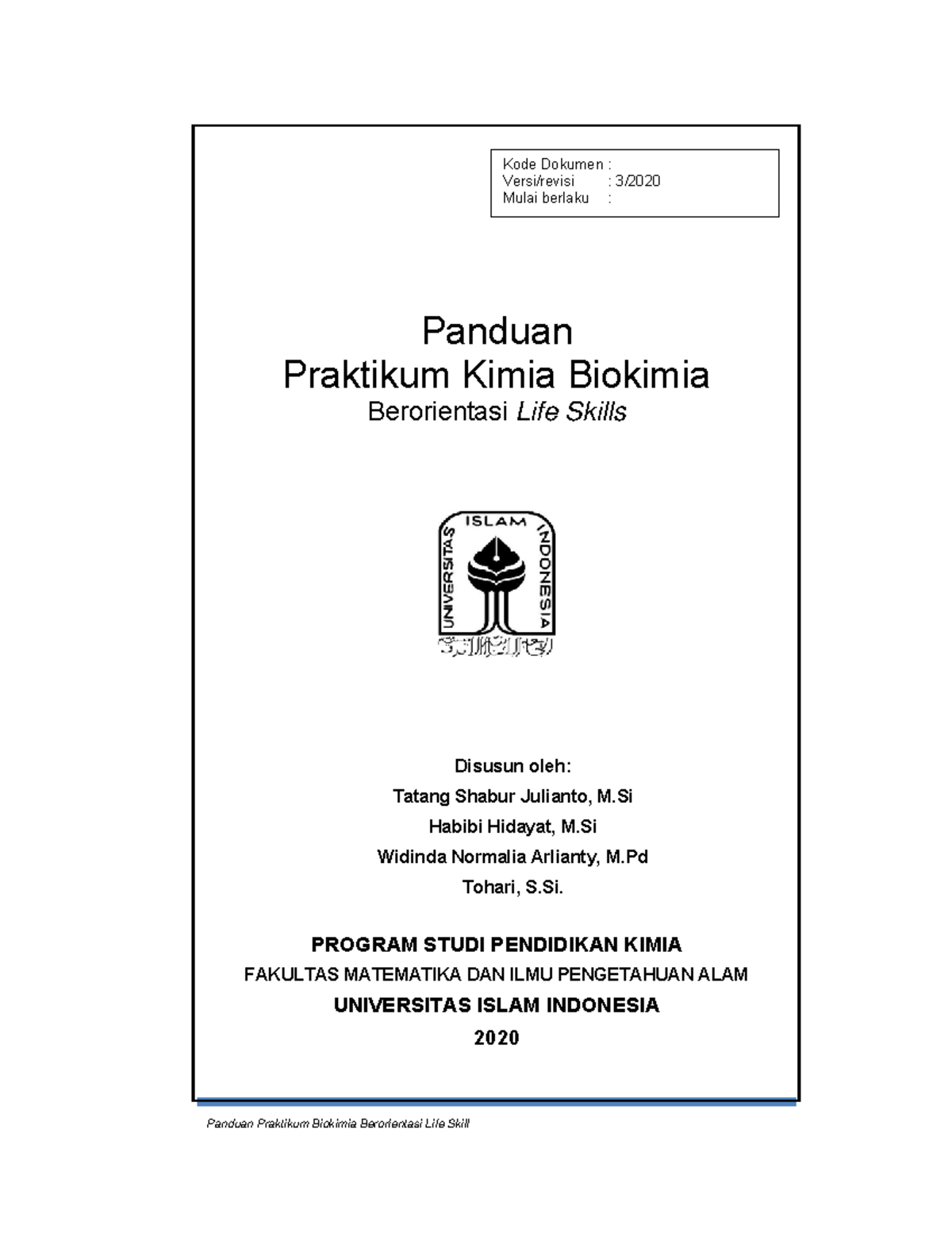 00. Panduan Praktikum Biokimia Revisi 2020 - Panduan Praktikum Biokimia ...