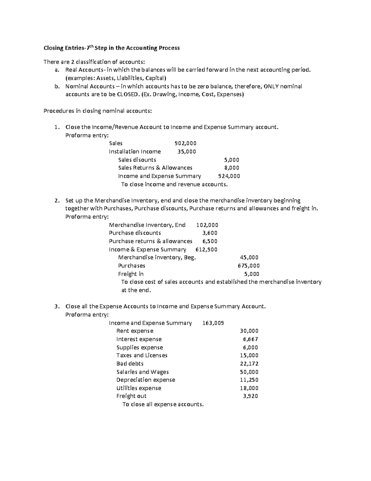 Closing Entries 7th Step in the Accounting process - Bachelor of ...