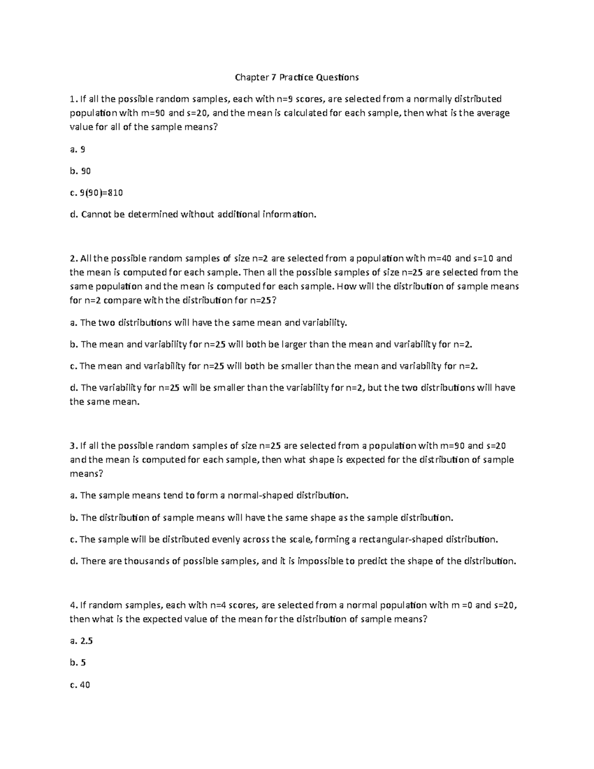 Chapter 7 learning checks - Chapter 7 Practice Questions If all the ...