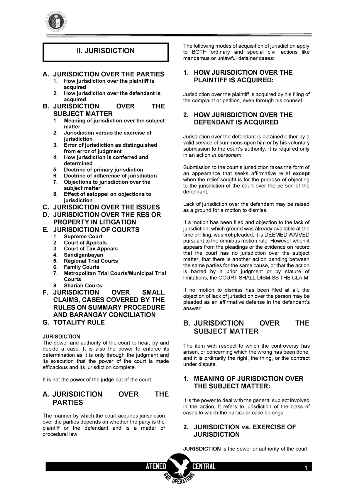 jurisdiction-ateneo-reviewer-ii-jurisdiction-a-jurisdiction-over