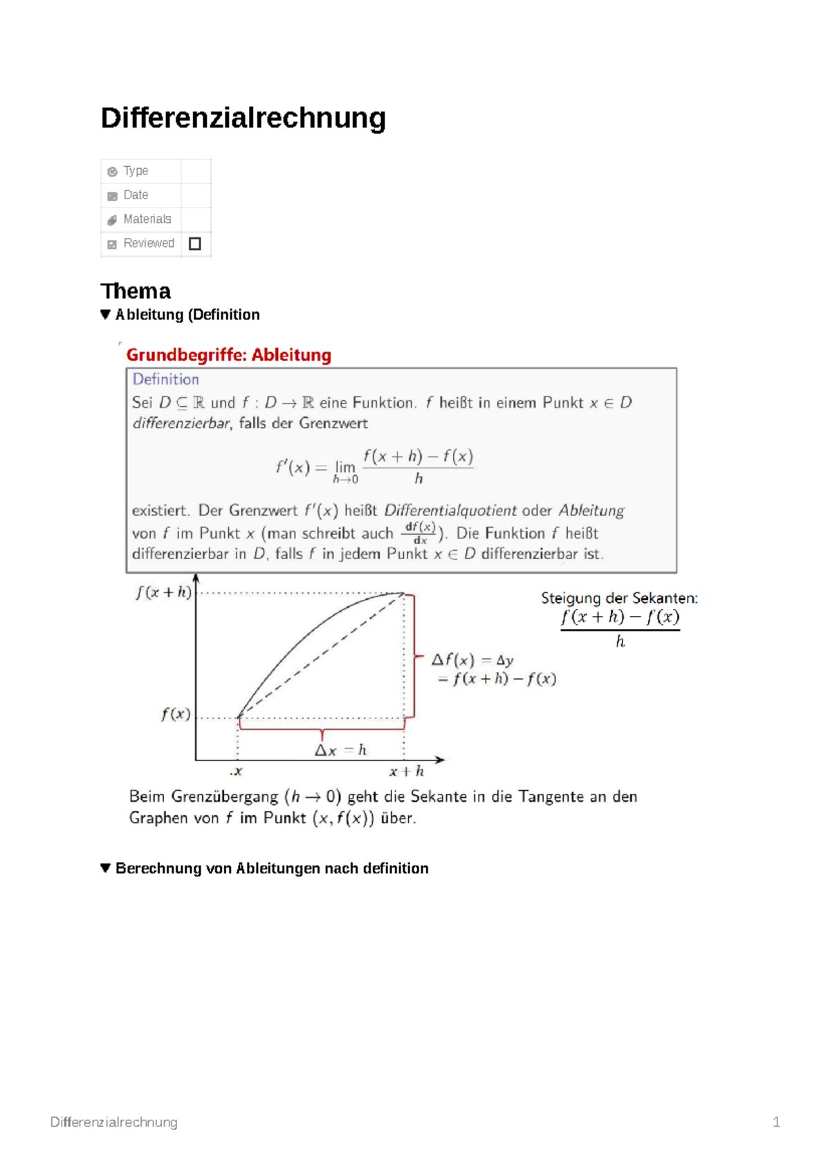 Zusammenfassung differenzialrechnung - Mathematik 2 - h_da - Studocu