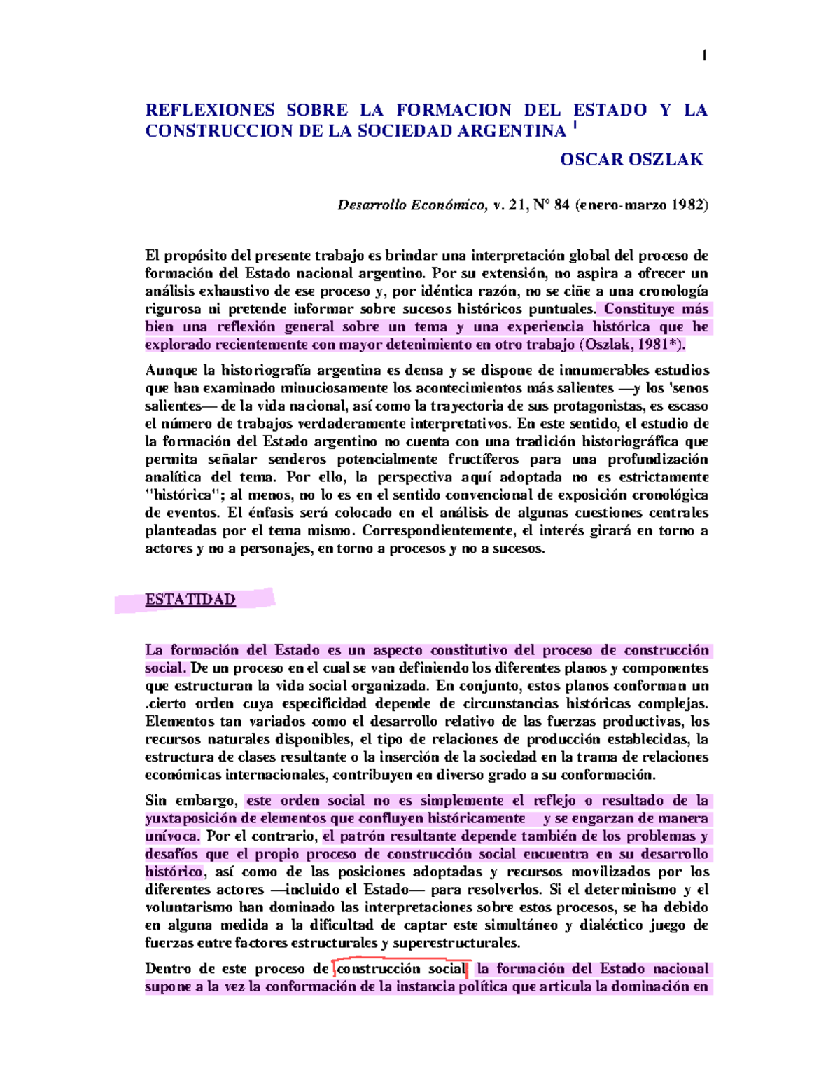 Oszlak, Oscar (1982) - Reflexiones Sobre La Formación Del Estado ...