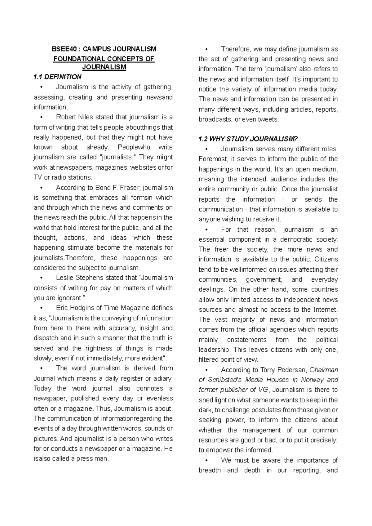 BSEE40 - Lesson 1 - Summary Media and Journalism - BSEE40 : CAMPUS ...