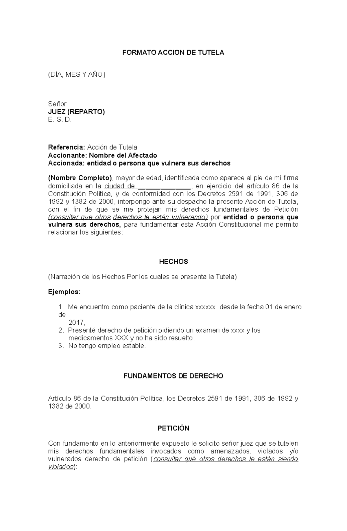 5345 formato-accion-de-tutela-pagina-web - FORMATO ACCION DE TUTELA ...