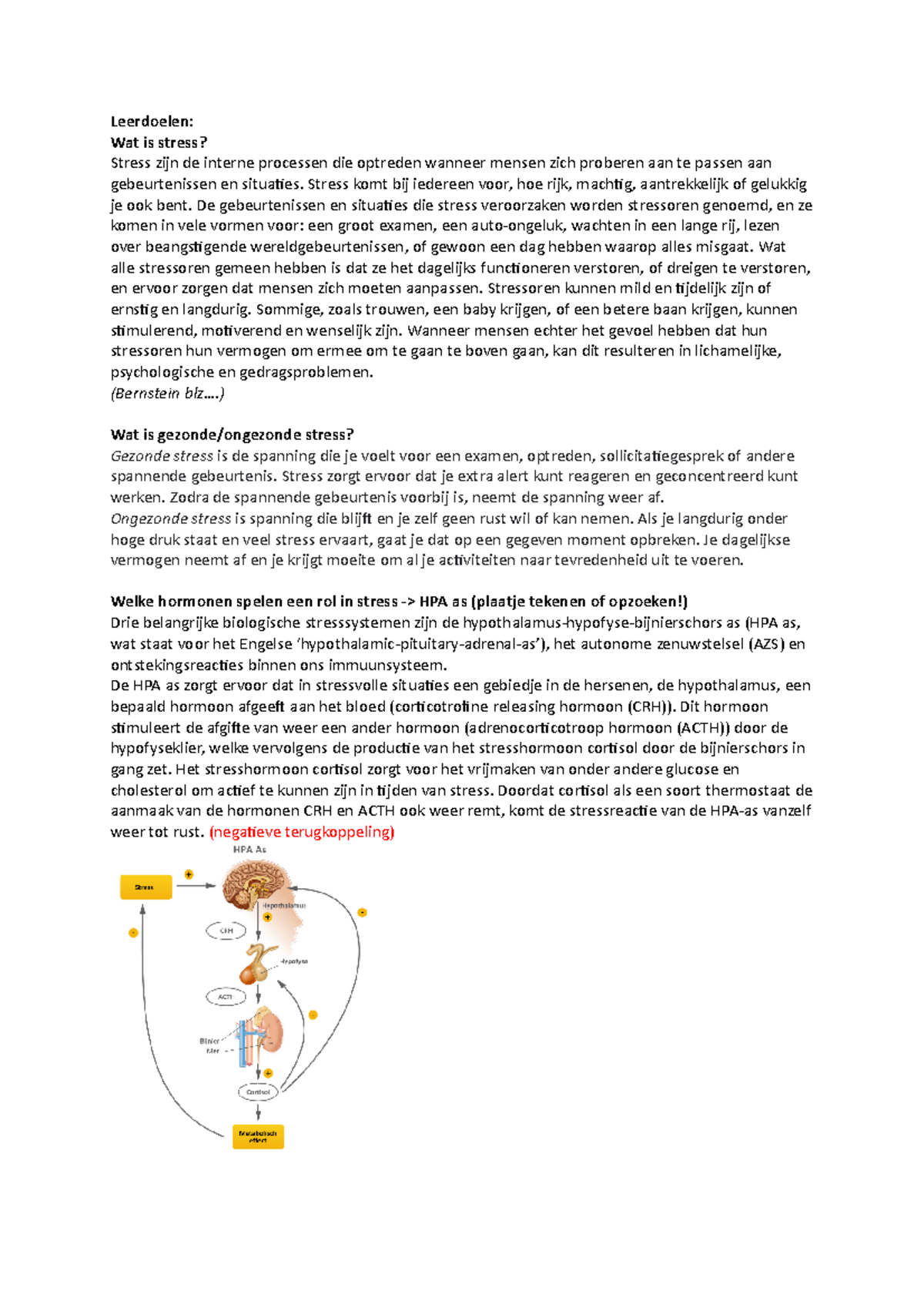 Taak 5 Een Leven Lang Gezond - Leerdoelen: Wat Is Stress? Stress Zijn ...