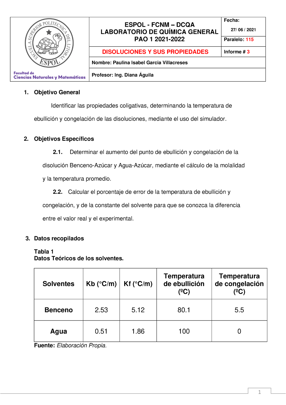 Trabajo 3 - Aaaaaaaaaaaaaaaaaaaaaa - ESPOL - FCNM – DCQA LABORATORIO DE ...