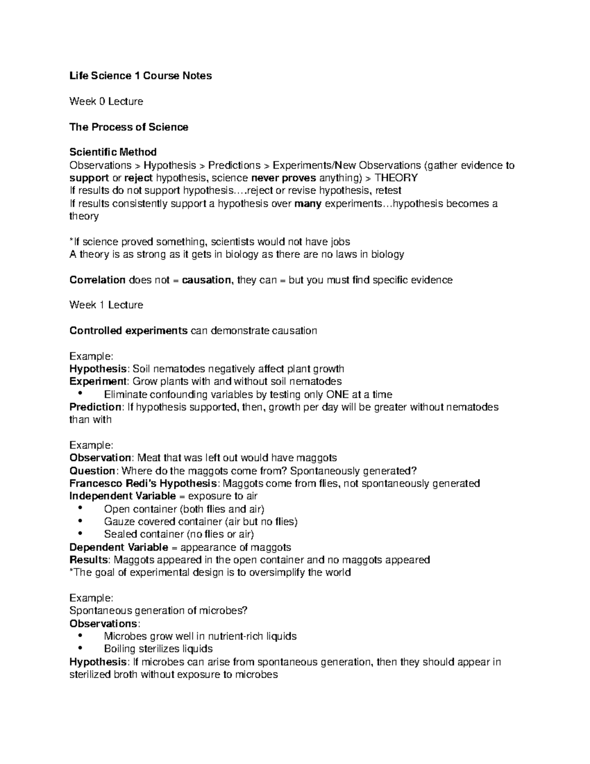 Life Science 1 Course Notes - Life Science 1 Course Notes Week 0 ...