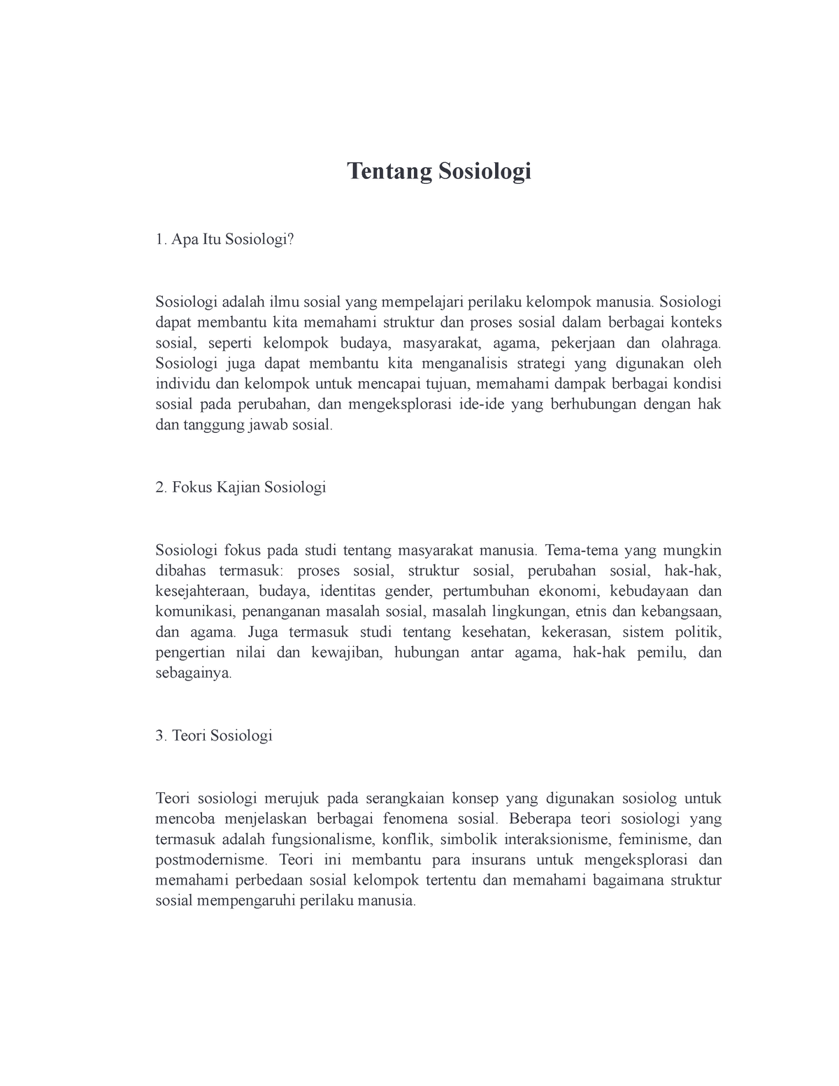 Tentang Sosiologi - Tentang Sosiologi Apa Itu Sosiologi? Sosiologi ...