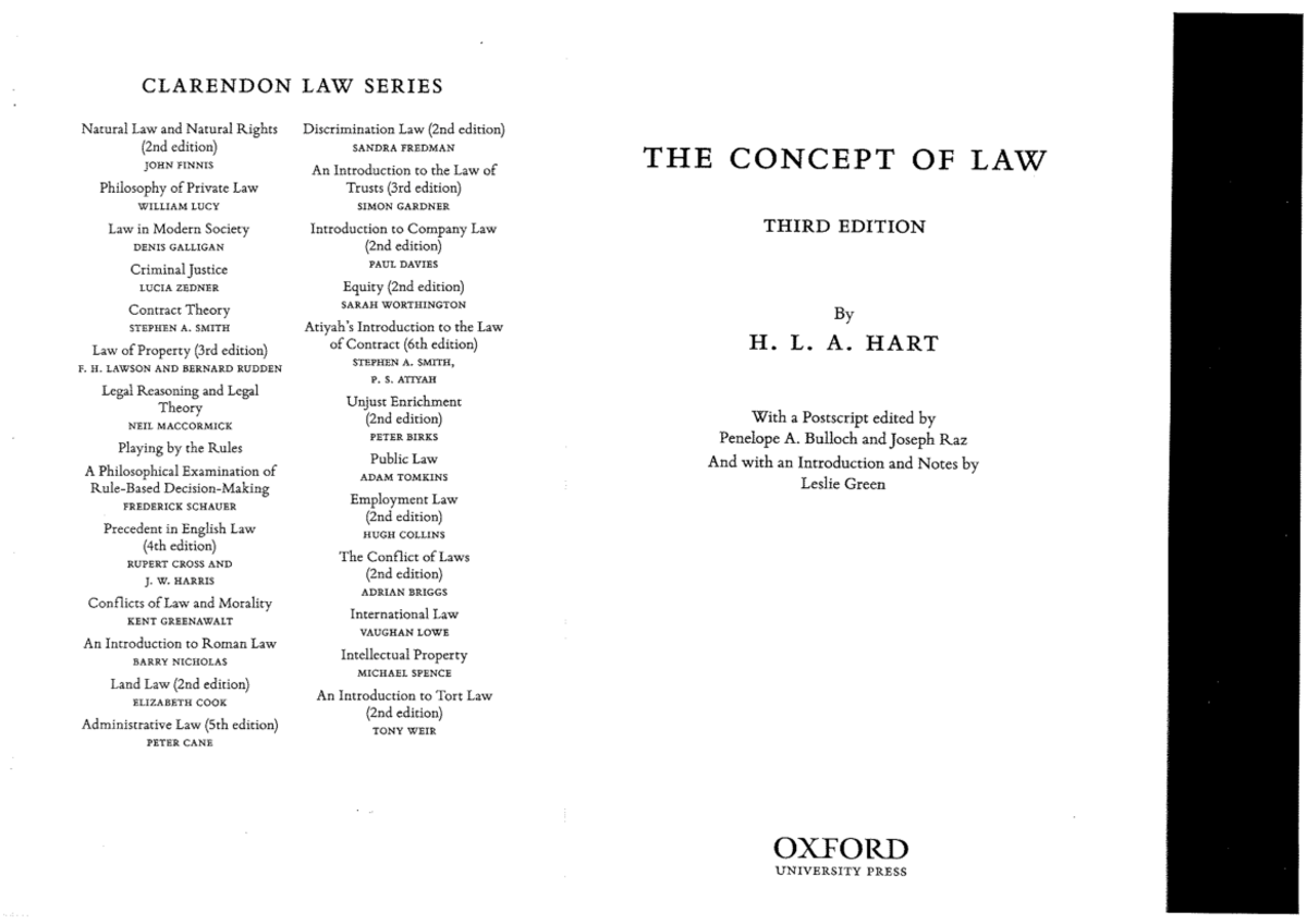 Hart, The Concept of Law Ch. 1 - CLARENDON LAW SERIES Natural Law and