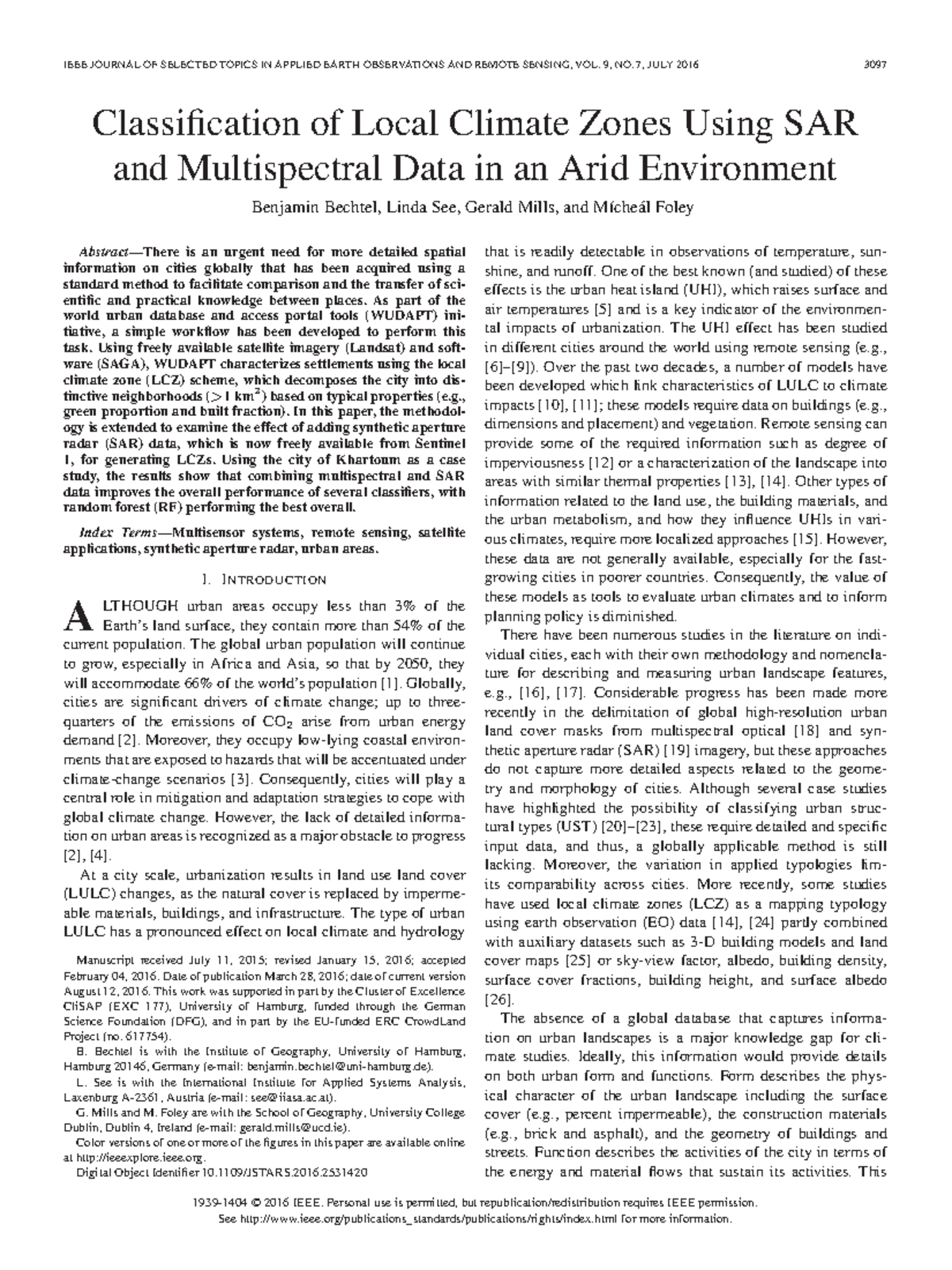 Bechtel et al. 2016 Classification of local climate zones using SAR and ...