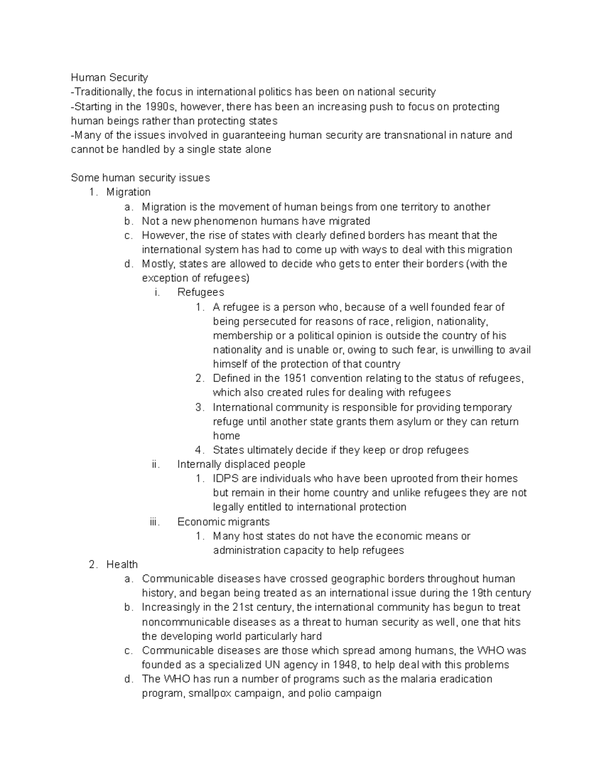 Human Security - lecture notes to prepare for exam - Human Security ...