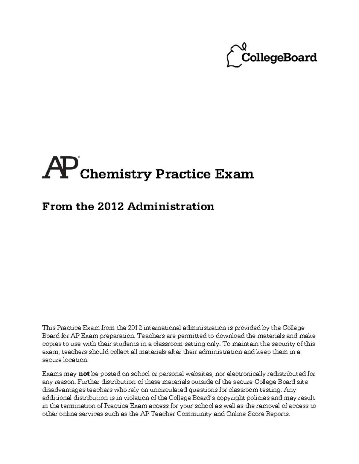 [2012-Official-AP Practice Exam] (With Answers) - Chemistry Practice ...