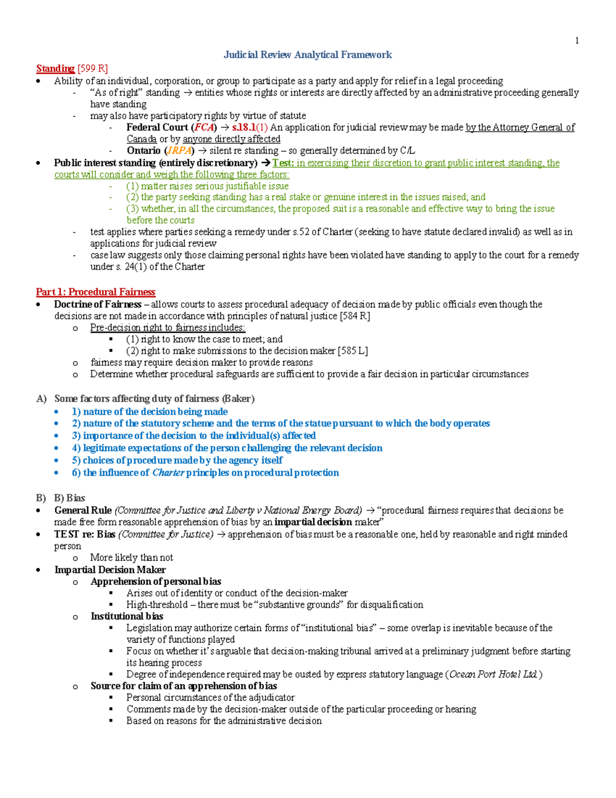 Judicial Framework - Paralegal program - Judicial Review Analytical ...