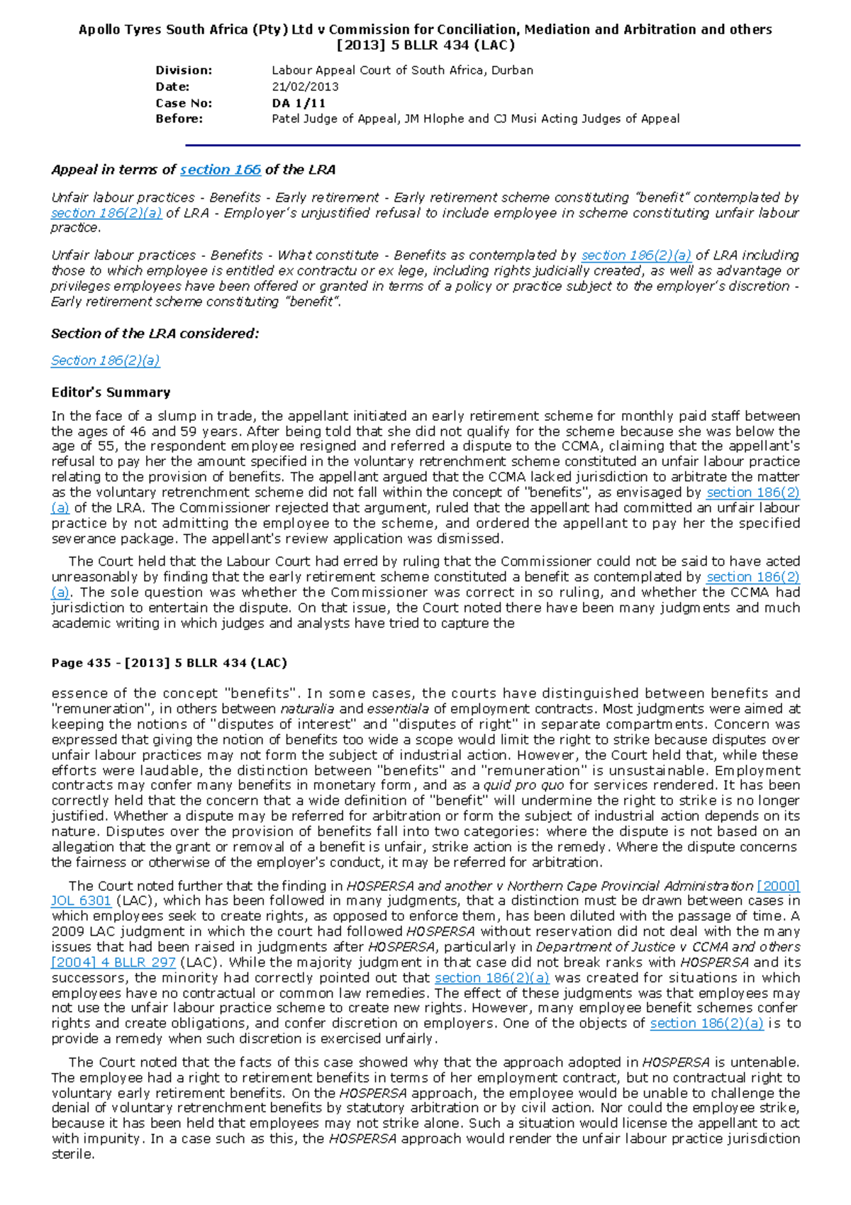 Apollo Tyres South Africa (Pty) Ltd v Commission for Conciliation ...