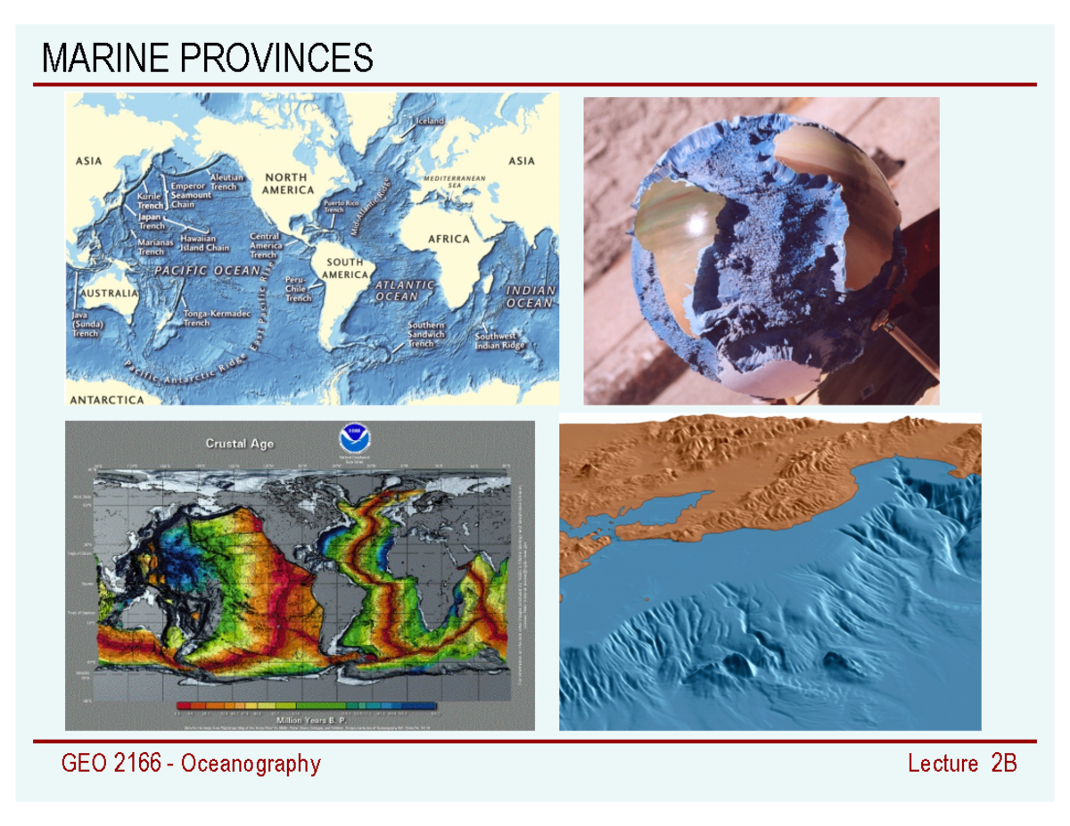 Lecture 2B Marine Prov 2 MARINE PROVINCES Outline SHALLOW
