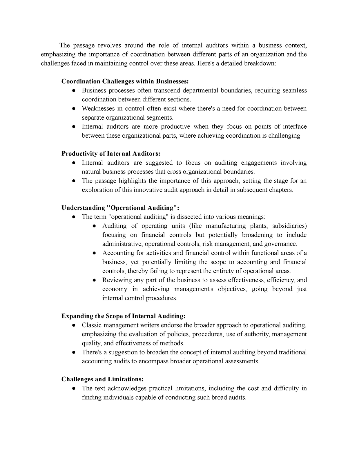 Operations-Auditing - Chapter 1 Operations Auditing Summary - The ...