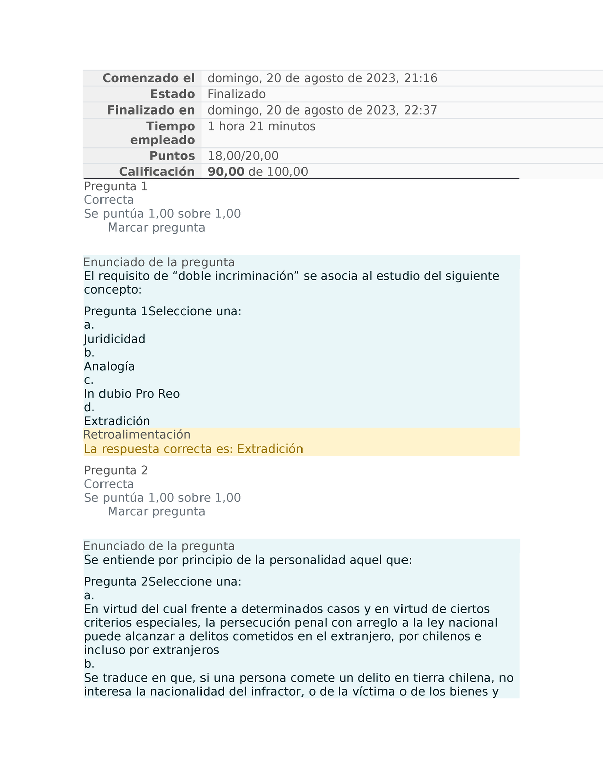 Prueba Resuelta N° 1 - Revicion Ok - Comenzado El Domingo, 20 De Agosto ...