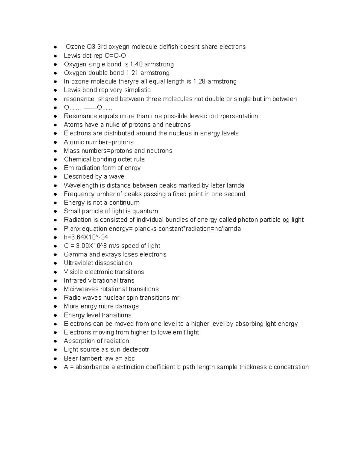Chem class #5 notes - Ozone O3 3rd oxyegn molecule delfish doesnt share ...