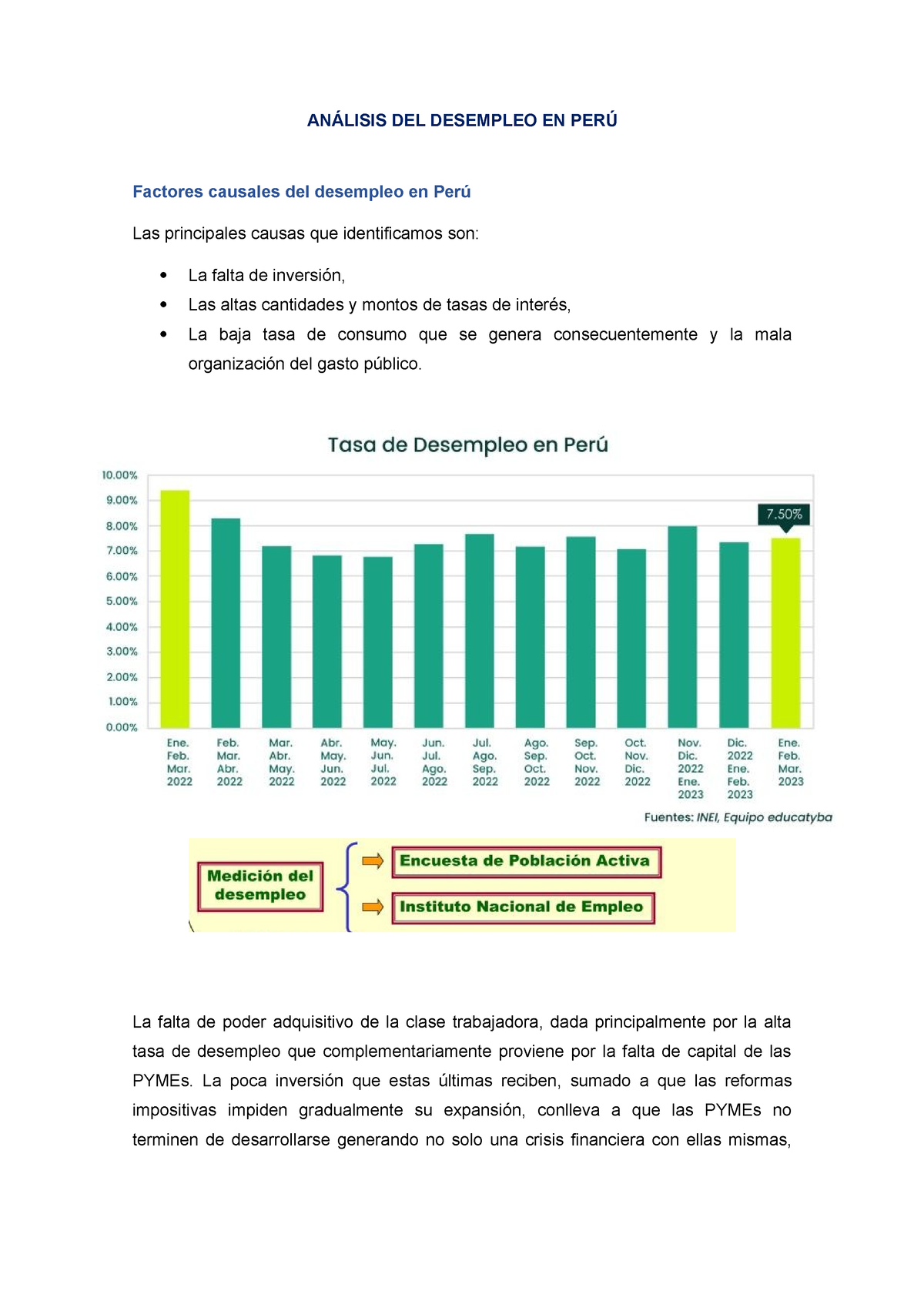 Análisis DEL Desempleo EN PERÚ - ANÁLISIS DEL DESEMPLEO EN PERÚ ...