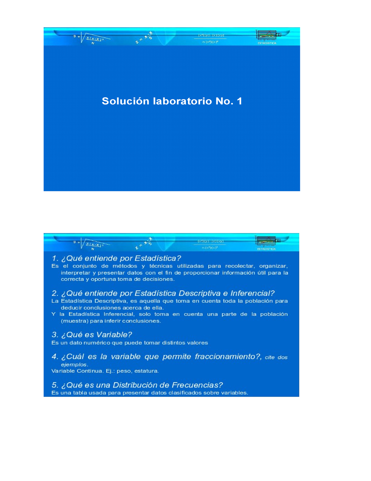 Laboratorio Del 1 Al 5 - Estadística 2 - Solución Laboratorio No. - Studocu