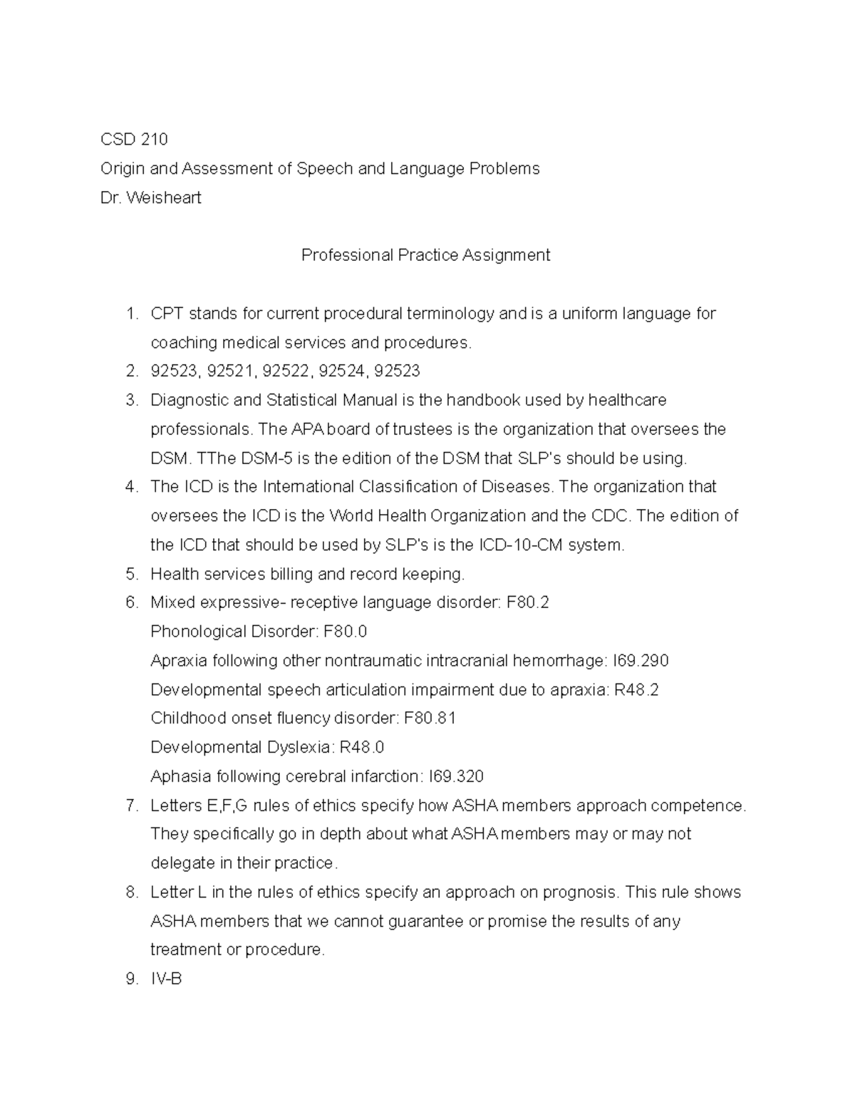 Professional Practice Assignment - CSD 210 Origin and Assessment of ...