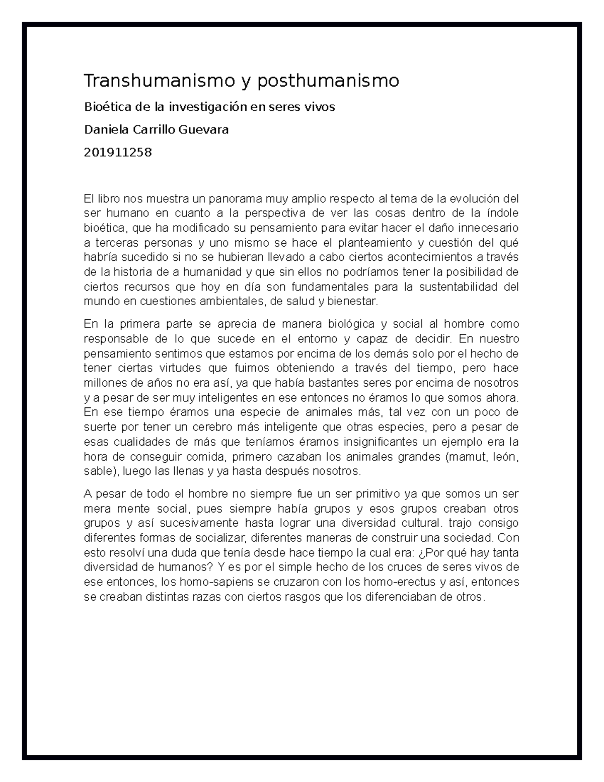 Transhumanismo y posthumanismo Transhumanismo y posthumanismo