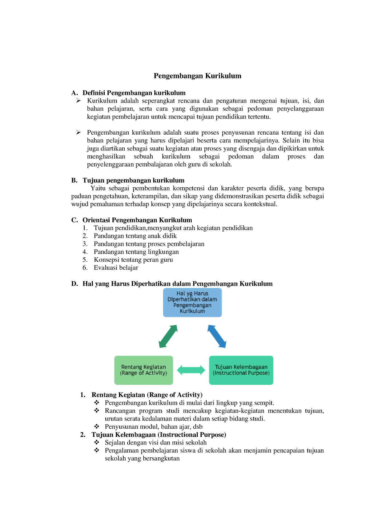 Ringkasan Pengembangan Kurikulum - Pengembangan Kurikulum A. Definisi ...